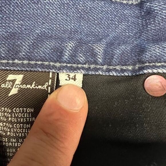 7 Seven For All Mankind Jeans Mens 34x34 Slimmy Medium Wash Stretch Distressed - Picture 7 of 15